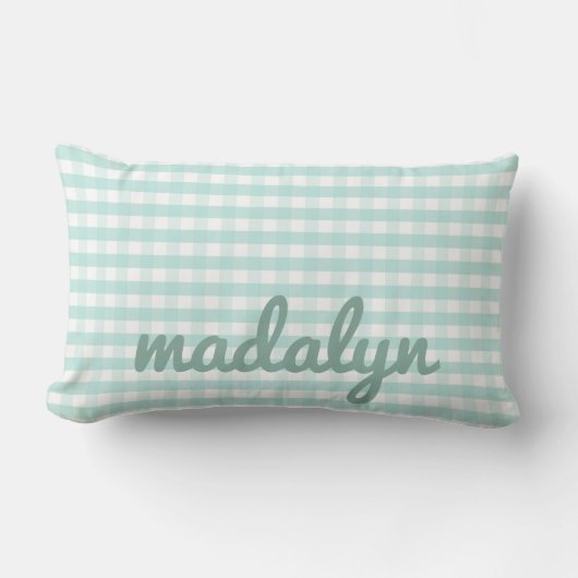 Baby Nursery Pastel Mint Green Gingham Kussen (Voorkant)