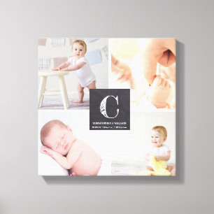 Baby Nursery Photo Collage Chalkboard Etch Canvas Afdruk