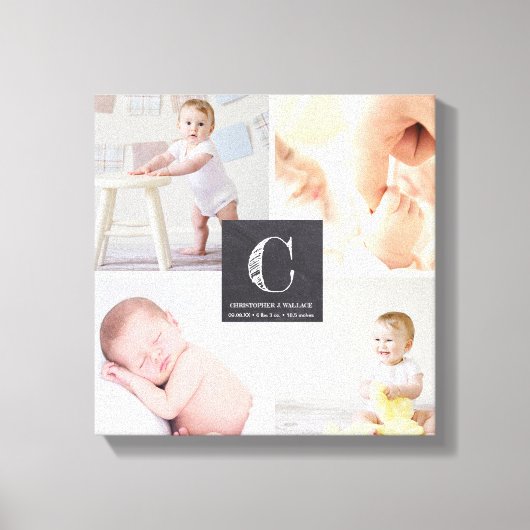 Baby Nursery Photo Collage | Chalkboard Etch Canvas Afdruk (Voorkant)