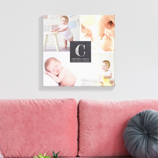 Baby Nursery Photo Collage | Chalkboard Etch Canvas Afdruk (Insitu (Woonkamer))