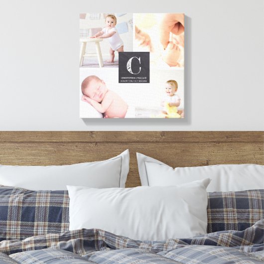 Baby Nursery Photo Collage | Chalkboard Etch Canvas Afdruk (Insitu (Slaapkamer))