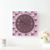 Baby Nursery Silk Pink Paars Square Pattern Quilt Vierkante Klok (Huis)