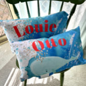 Baby Nursery Whale Sparkle Blue Rood Persoonlijk Kussen