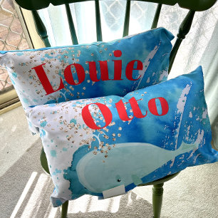 Baby Nursery Whale Sparkle Blue Rood Persoonlijk Kussen