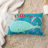 Baby Nursery Whale Sparkle Blue Rood Persoonlijk Kussen (Deken)