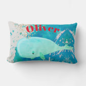 Baby Nursery Whale Sparkle Blue Rood Persoonlijk Kussen (Voorkant)