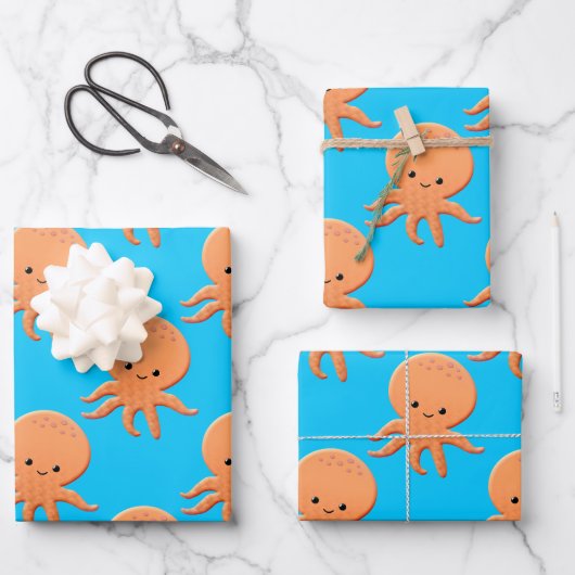 Baby Octopus Patroon Inpakpapier Vel (Voorkant)