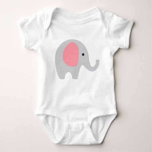 Baby odysuit met grijze olifant en roze oren romper (Voorkant)