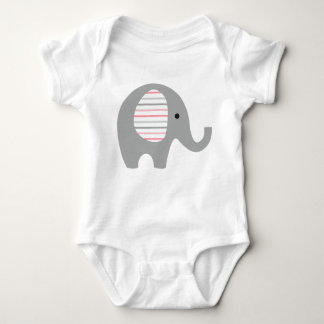 Baby odysuit met grijze olifant/roze binnenoren romper