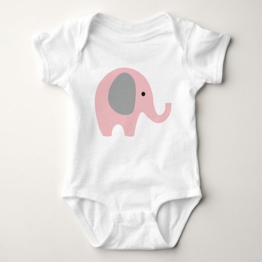 Baby odysuit met roze olifant en grijze oren romper (Voorkant)