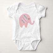 Baby odysuit met roze olifant/roze gestripte oren romper (Voorkant)