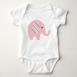 Baby odysuit met roze olifant/roze gestripte oren romper