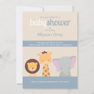 Baby Oerwoud Animals Invitation Kaart