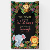 Baby Oerwoud Animals Wild One Baby shower Spandoek (Verticaal)