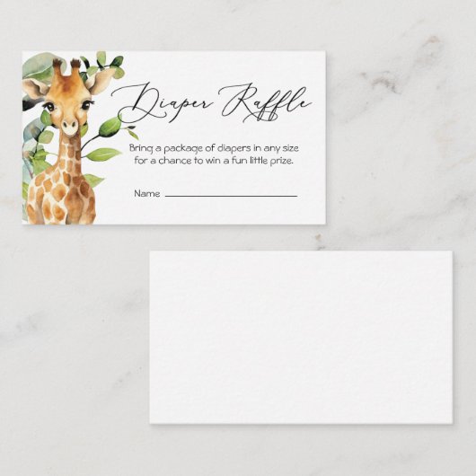 Baby Oerwoud Dieren Luier Raffle Kaart (Voorkant / Achterkant)