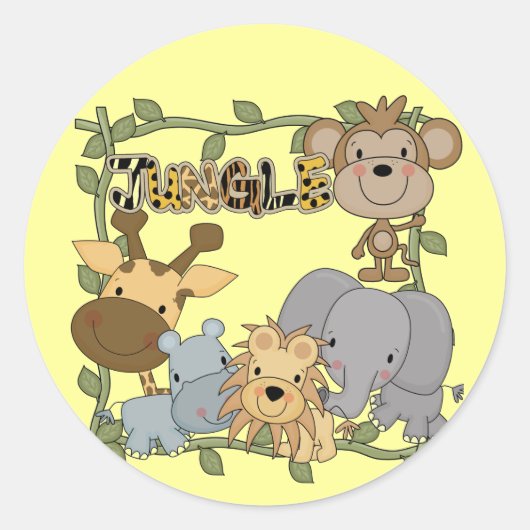Baby Oerwoud Dieren Tshirts en geschenken Ronde Sticker (Voorkant)