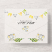 Baby Oerwoud Elephant Baby shower All In One Uitnodiging (Achterkant)