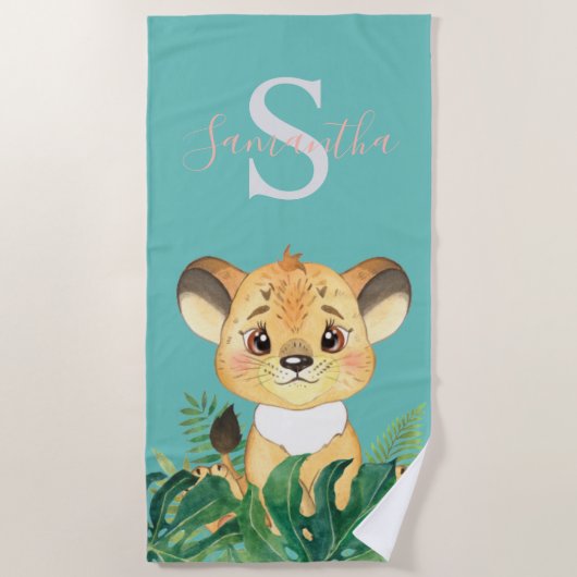 baby oerwoud Lion-badhanddoek voor kinderen Strandlaken (Voorkant)
