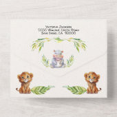 Baby Oerwoud Safari Baby shower All In One Uitnodiging (Achterkant)