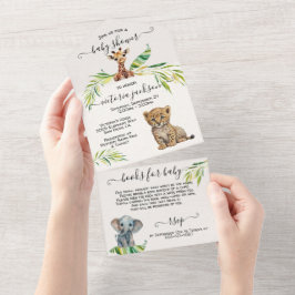 Baby Oerwoud Safari Baby shower All In One Uitnodiging