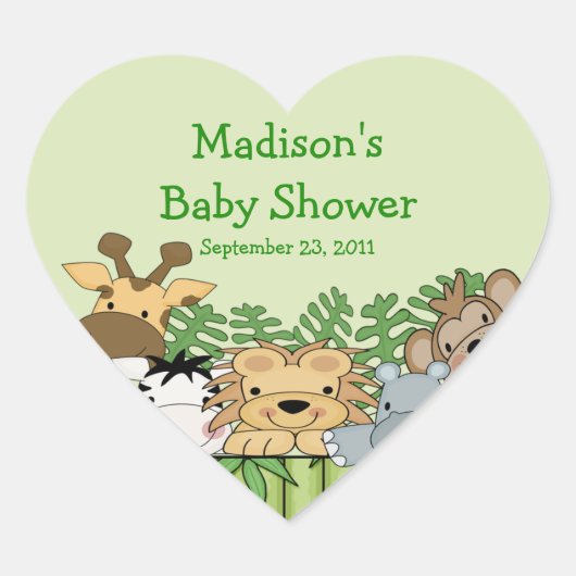 Baby Oerwoud Safari Baby shower Hart Sticker (Voorkant)