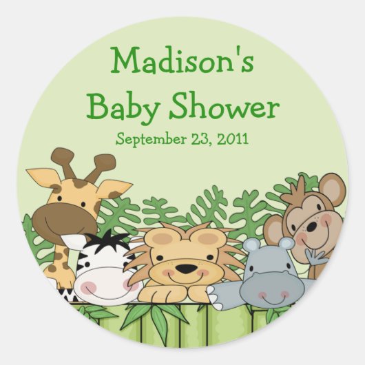 Baby Oerwoud Safari Baby shower Sticker (Voorkant)