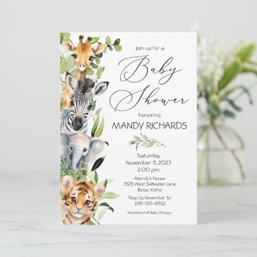 Baby Oerwouden Baby shower Kaart (Staand voorkant)