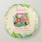 Baby Oerwouden Golfroze Rond Kussen (Voorkant)