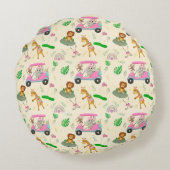 Baby Oerwouden Golfroze Rond Kussen (Achterkant)