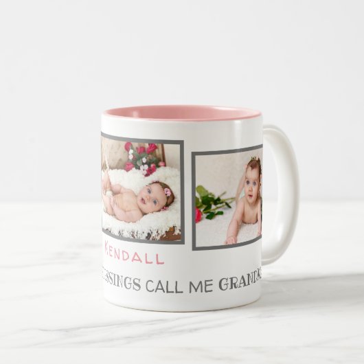 Baby of Child Photo Coffee Mok voor oma in roze (Voorkant rechts)