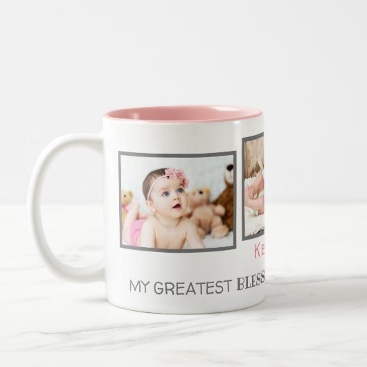 Baby of Child Photo Coffee Mok voor oma in roze (Links)