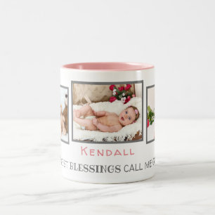 Baby of Child Photo Coffee Mok voor oma in roze