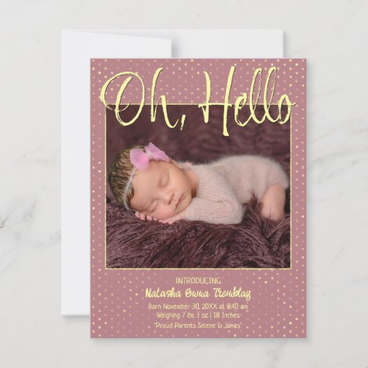 Baby Oh, Hello Flat Announcement Card Aankondiging (Voorkant)