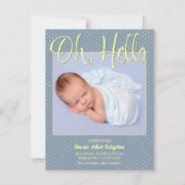 Baby Oh, Hello Flat Announcement Card Aankondiging (Voorkant)