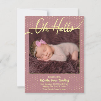 Baby Oh, Hello Flat Announcement Card Aankondiging