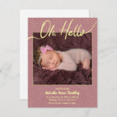 Baby Oh, Hello Flat Announcement Card Aankondiging (Voorkant / Achterkant)