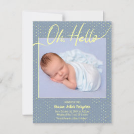 Baby Oh, Hello Flat Announcement Card Aankondiging