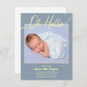 Baby Oh, Hello Flat Announcement Card Aankondiging (Voorkant / Achterkant)