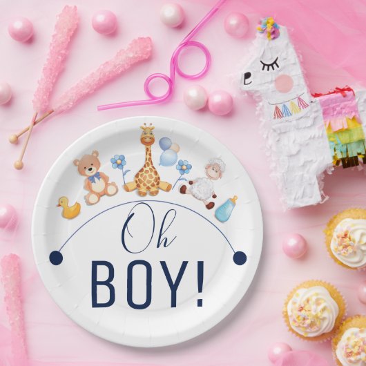 Baby Oh jongen cartoons ontwerpen Papieren Bordje (Feest)