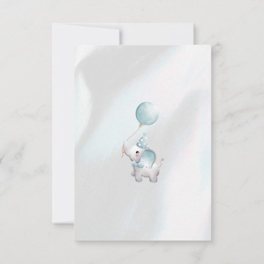 Baby olifant 1e verjaardag kaart (Achterkant)
