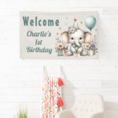 Baby olifant 1e verjaardag spandoek (Insitu)