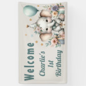 Baby olifant 1e verjaardag spandoek (Verticaal)