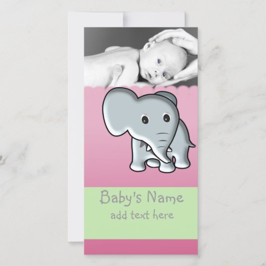 Baby Olifant aankondiging (Voorkant)