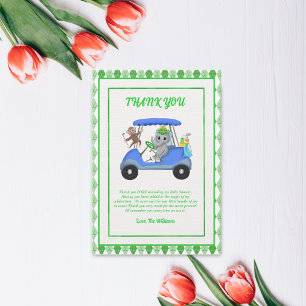 Baby Olifant & Aap Golf Baby Shower Bedankkaart