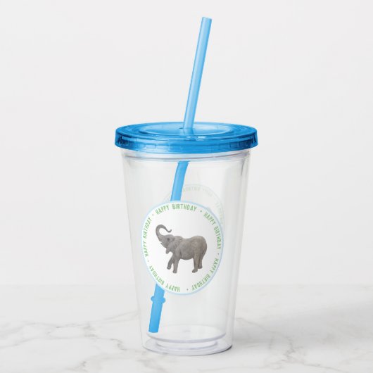 Baby Olifant Acryl Drinkbeker (Achterkant)
