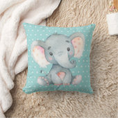 Baby Olifant Aqua Teal Turquoise en Grijs Kussen (Deken)