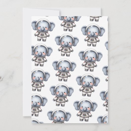 Baby Olifant Astronaut 1e Verjaardag Kaart (Achterkant)