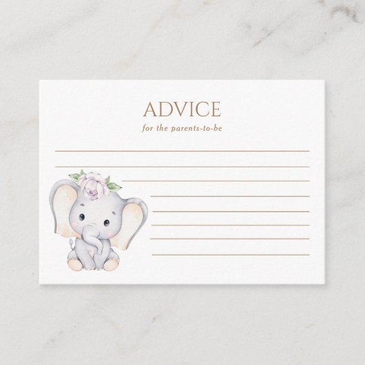 Baby olifant baby shower advieskaart (Voorkant)