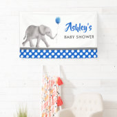Baby Olifant Baby shower Banner Blauw Welkomstbord (Insitu)