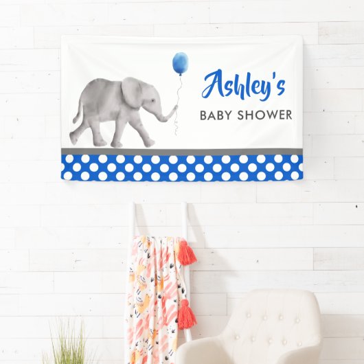 Baby Olifant Baby shower Banner Blauw Welkomstbord (Insitu)